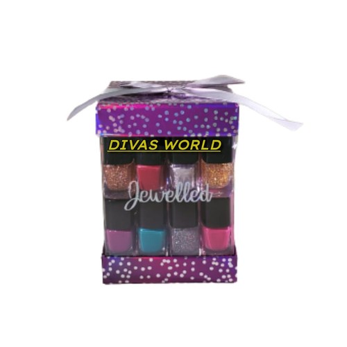 Jewelled Nail Polish 12 x 6.5ml Varnish/ Glitzy Eyeshadow Lip Gloss Gift Set New - Picture 2 of 12
