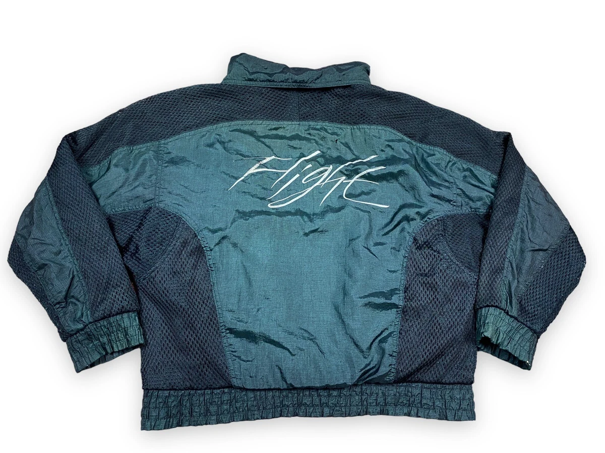 Vintage 90s Nike Air Jordan Flight Windbreaker Jacket Green Black Mesh ** Read