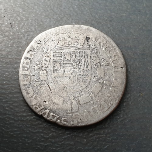 IMPERIO ESPAÑOL PAISES BAJOS BRUSELAS ALBERTO & ISABEL 1/2 PATAGON S/F 13,45 g - Picture 2 of 2