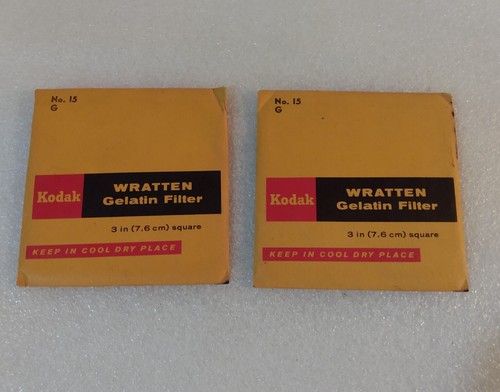 2 KODAK WRATTEN GELATIN FILTER NO. 15 G 3" /7.6cm Square - Picture 2 of 7