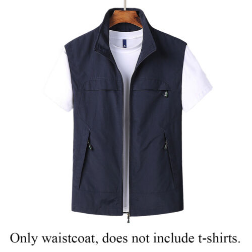 Herren Multi Taschen Weste Reißverschluss Weste Jacke Wandern Jagd Angeln Weste Top - Bild 8 von 14