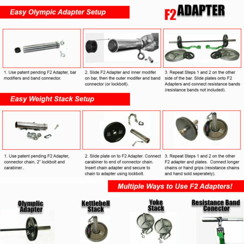 Adaptador F2 de 12"" manga olímpica con cuello de entrenamiento isométrico para barra de 1"" | 1,25 - Imagen 7 de 10