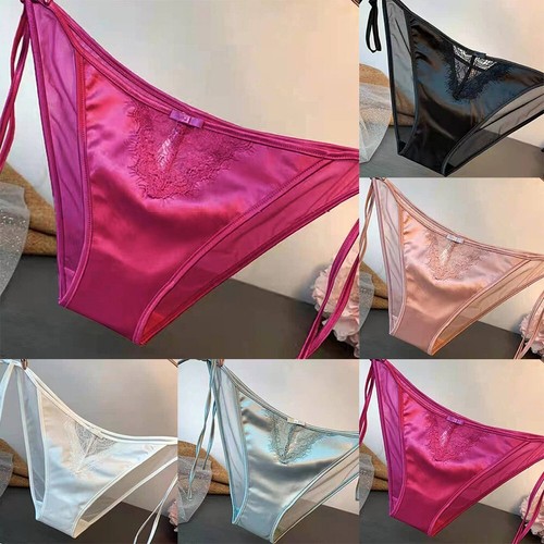 Women Lace-Panties Lingerie Soft Silk Satin Underwear Knickers Briefs Seamless - Picture 2 of 20