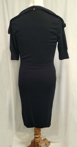 Karen Millen Woollen Blend Black Trenchcoat Midi Quarter Sleeve Dress Size 3 NEW - Picture 5 of 8