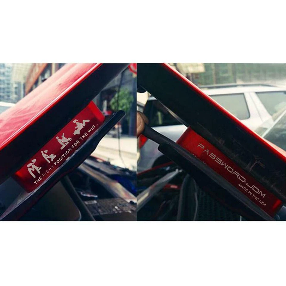 Universal 2x Red PASSWORD JDM Aluminum Billet Engine Hood Vent Spacer Riser Kit - Изображение 4 из 4