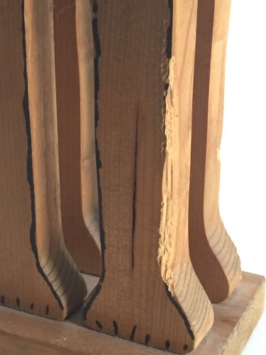 Estatuilla de madera vintage de gato de pie pintada a mano marrón rosa negro 18""tx4,5""x3,5"" W - Imagen 6 de 8
