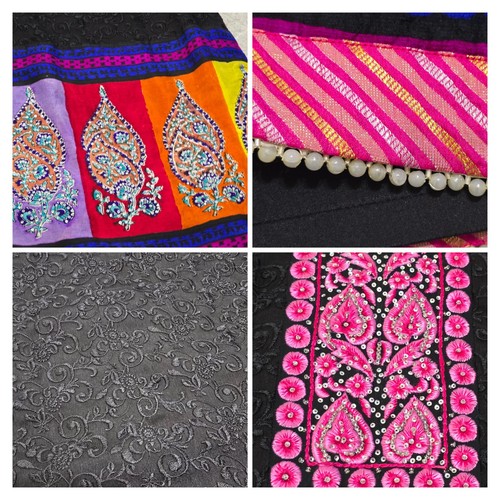 Yasmeen Arif Damen bestickt Pailletten Perlen Spitzenärmel indisches Kurta Kleid - Bild 9 von 13