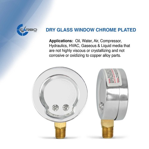 2-1/2" Dry Compound Vacuum Gauge Chrome Plated Steel Case Lower Mnt -30Hg/+60psi - Picture 4 of 6