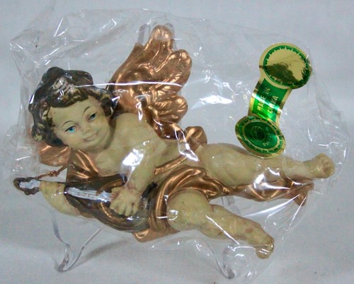 RAR! Vintage MCM Syroco Engel Cherub spielende Leier Weihnachtsschmuck 6 Zoll lang NEU - Bild 2 von 9