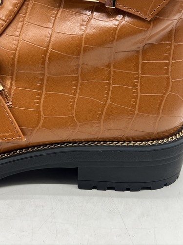 Asos Boots Women’s US 10 Wide Tan Faux Leather Croc Embossed Aubrey Lace Up - Picture 3 of 16
