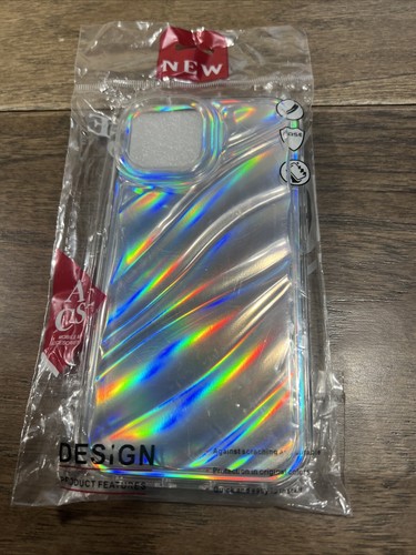 For iPhone 13 Crystal Clear Ripple hologram color Silicone case. - Picture 1 of 6