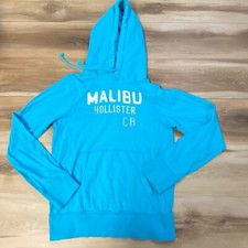 Hollister Hoodie Womens XS Teal Blue Sweatshirt Applique Logo Long Sleeve Pouch