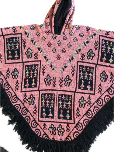 Poncho hecho a mano con capucha para mujer capa con mangas Rebozo Mañanita Mexicana - Imagen 5 de 8