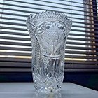 Vintage Flower Vase – Cut Glass with Crystal Pattern – 1980s Elegant Design