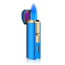 Metal Cigar Lighter Metal Windrproof 3 Jet Torch Blue Flame Refillable Gas Butan