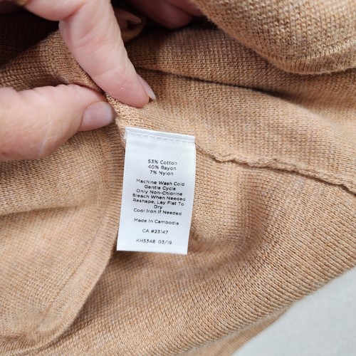 TALBOTS Pullover Medium Shirt Tunika Trichterausschnitt 3/4 Arm hellbraun braun neutral - Bild 4 von 7