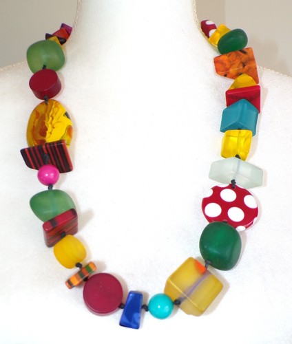 Sobral Aventuras Indiana Chunky Multi Color Statement Artist Made Bead Necklace