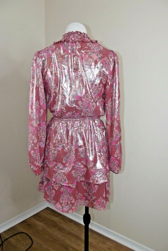CRYSTAL DOLL Tired Iridescent Party DRESS - MEDIUM - Metallic Sheer Sleeves NWT - Picture 5 of 9