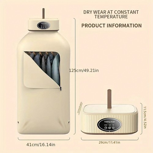 600W Portable Clothes Dryer Electric Folding Dryer Machine With Dryer Bag,Timer, - Picture 11 of 12