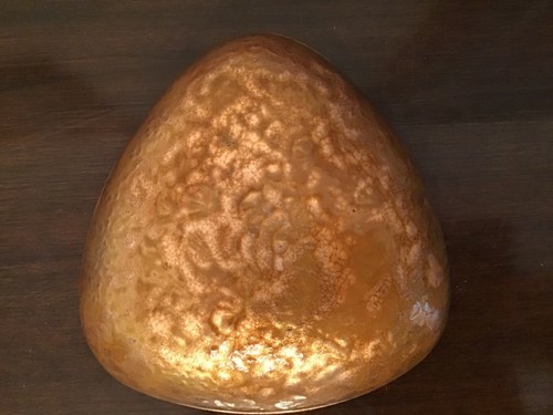 Hermoso TAZÓN DE ARTE DE COBRE ESMALTADO TRIANGULAR SIN FIRMAR Retro década de 1970 - Imagen 2 de 9