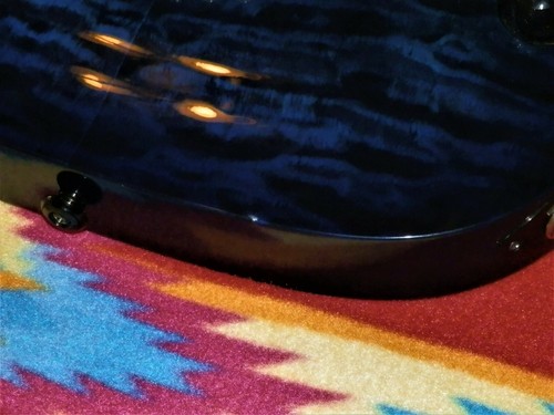 Agile Baritone Electric Guitar 3500 Ebony fretboard EMG 85 Blue flame Rare Metal - Picture 7 of 12