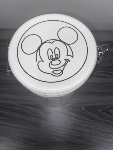 Disney Mickey Mouse 8” Linear Hinge Cookie Jar Canister Container Black & White - Picture 4 of 10
