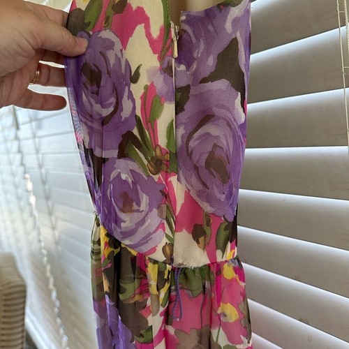 Suzi Chin for Maggy Boutique Women’s dress Size 14 100% Silk Floral Maxi Dress - Picture 4 of 8