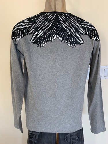 NWT Armani Junior Big Boy Sz 16 Gray Feathers Print Long Sleeve Top Shirt Blouse - Picture 2 of 12