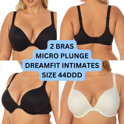 DREAMFIT Women's Plus Size 44 DDD Underwire Micro Plunge Bra Lot of 2 NWT