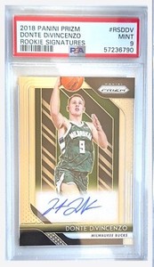 2018-19 Panini Prizm Donte Divincenzo RC Rookie Signatures Auto PSA 9 MINT BUCKS