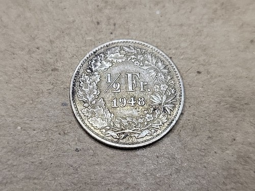 Schweiz 1/2 Halbfranken 1948 Silber 0,835 KM-23 Münze 042624-7