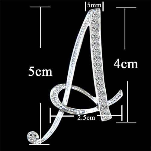 26 Buchstaben Kristall Strass Alphabet Brosche Hochzeit Damen Schmuck Menge DE - Picture 3 of 38