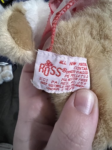 NWT Russ Tootsie Valentine 7" Bear Plush W Heart Necklace - Picture 6 of 8