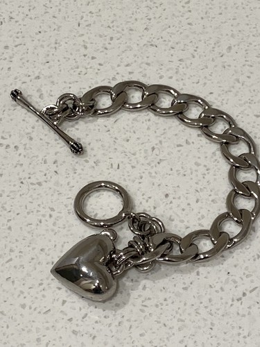 JUICY COUTURE Charm Chain Heart J Silver Tone Starter Bracelet 7.5" NIB - Picture 11 of 16