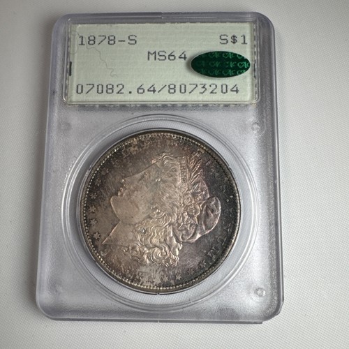 1878-S MORGAN SILVER DOLLAR PCGS & CAC - MS64 - OGH - RATTLER - Crazy Toning - 第 1/4 張圖片