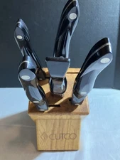 Cutco Essential Knife Set -block, 3 Oxblood Knives,Turn Fork, Spreader -6 Total