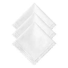 White Lace Handkerchiefs Women Cotton Ladies Scalloped Bridal Hankies Wedding