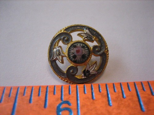 Pulsante vintage 1/2" smaltato su metallo con traforatura - PS55 - Foto 1 di 5