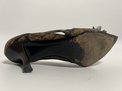 Vtg Christian Dior by John Galliano Brown Monogram Heels 37 - Picture 9 of 20