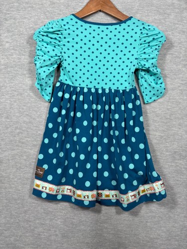 Matilda Jane Girls Blue Polka Dot Dress 6 Wonderment Making My Way - Picture 4 of 4