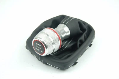 VAG Audi A1 6-Speed Gear Shift Knob Alloy With Grey Stitched Leather Boot Genuine 8X
