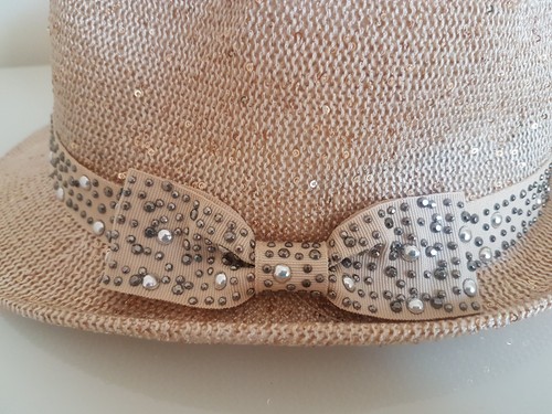 MALISSA J Collection Women's Cream Lurex Bow Trilby Hat - Picture 5 of 8