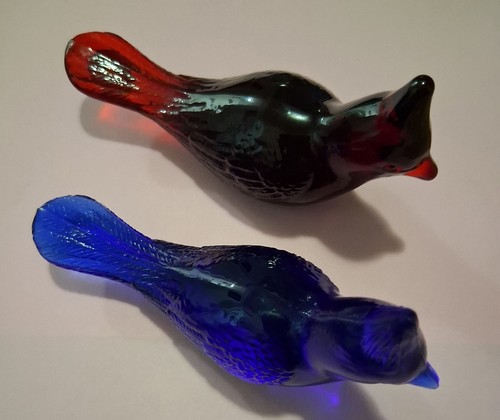 Vintage Fenton Paar rubinrot kobaltblau Glücksvogel Sammlerfiguren  - Bild 4 von 13