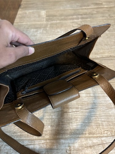 Vintage BALLY Handbag Brown Leather Bowler Bag Gold Logo Accents Made In Italy - Picture 8 of 10