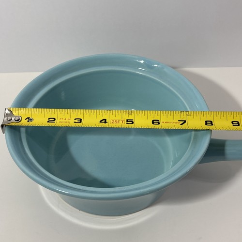 VTG ✅ MCM Pottery Blue W/Tulip Pattern Bean Pot W/handle & Spout Made In USA - Picture 17 of 20