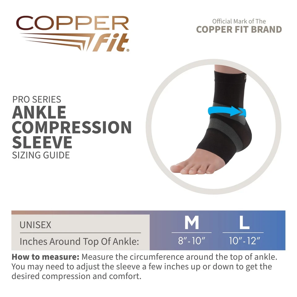 Copper Fit Pro Series Unisex Ankle Compression Sleeve Large 1 - Image 3 of 4