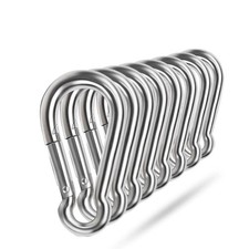 Eight Pack Of 304 Stainless Steel Spring Snap Hooks With Heavy Duty Latch Clips