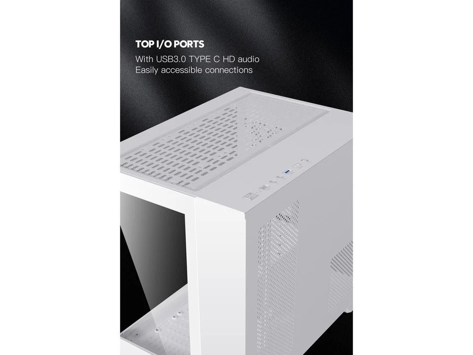 DIYPC ARGB-Q3.R2-W White USB3.0 / Type C Tempered Glass Micro ATX Gaming - Image 4 of 4