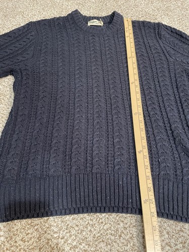 Wellen Pullover Herren Large Navy Zopfmuster Meereswollmischung Rundhals Pullover Kuschelig - Bild 6 von 8