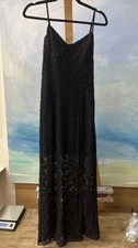 Loveshackfancy Women's Black Embroidered Lace Midi Dress Size Small Retail $345